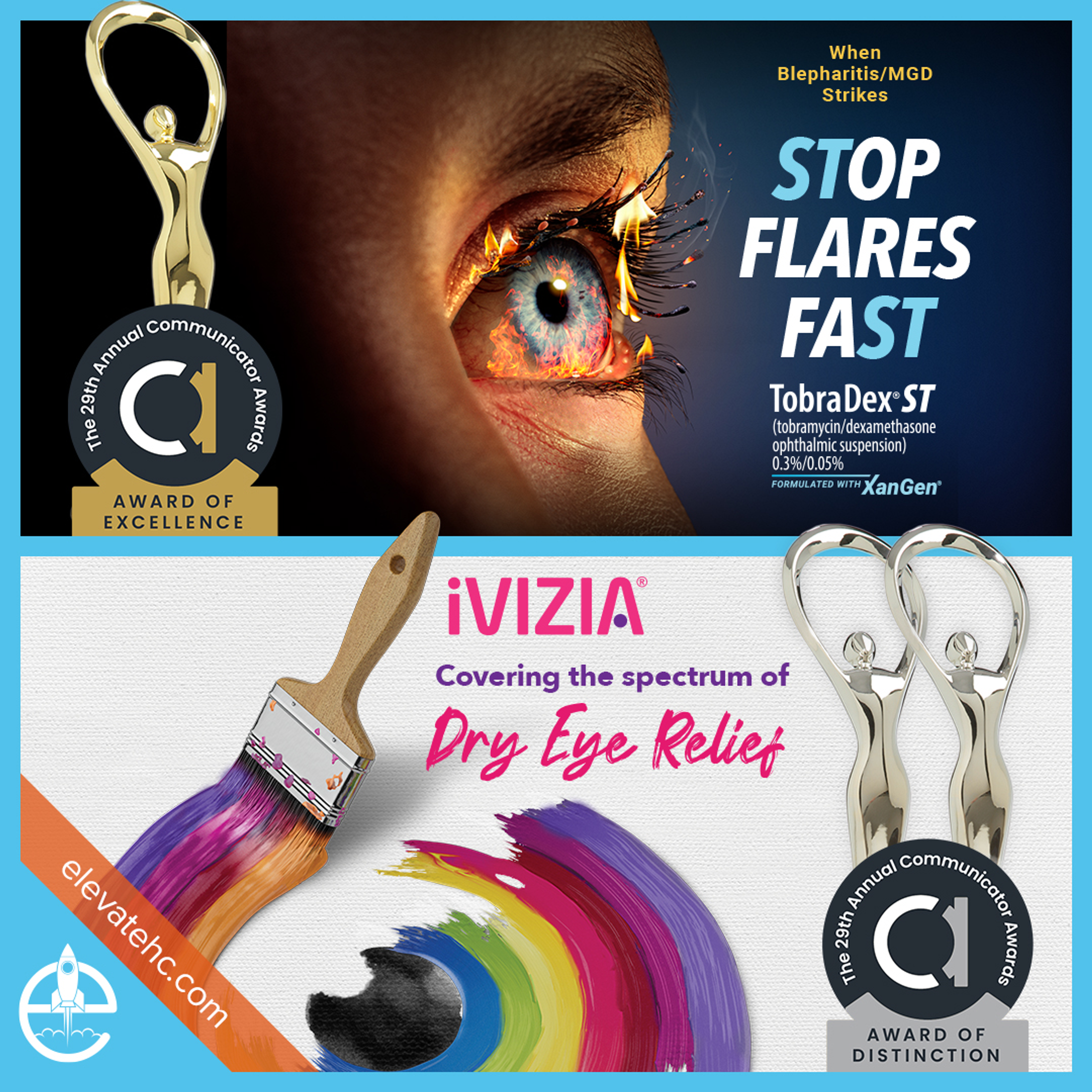 Congratulate Elevate client partners Thea Pharma Inc. and Santen Pharmaceuticals for their campaigns seeing success at at the Congratulate Elevate client partners Thea Pharma Inc. and Santen Pharmaceuticals for their campaigns seeing success at the 2023 Communicator Awards.